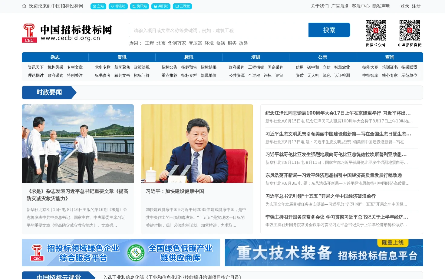 中国招标投标网 页面快照